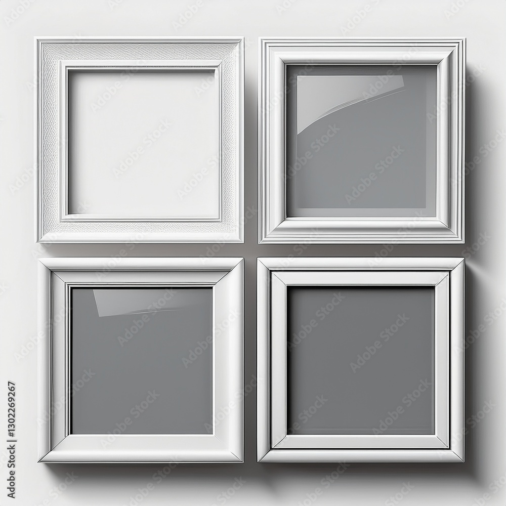 four white picture frames varying styles classic modern design four white picture frames varying styles classic modern design