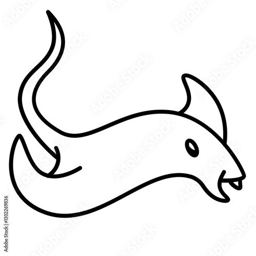 Stingray outline icon. Sea animal illustration