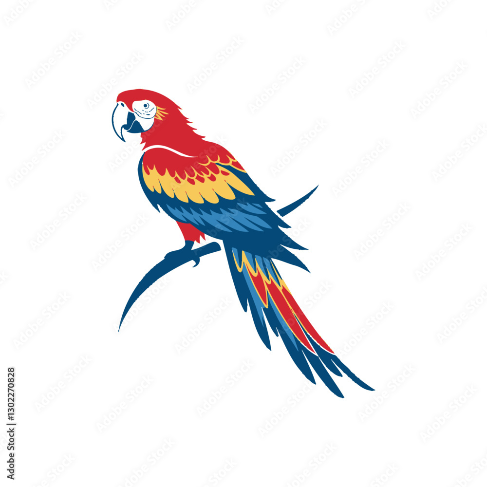 Fototapeta premium Scarlet Macaw bird silhouette logo vector line art logo design