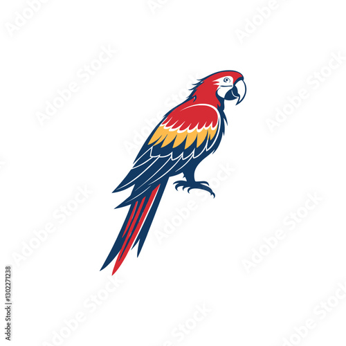 Scarlet Macaw bird silhouette logo vector line art logo design