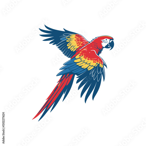 Scarlet Macaw bird silhouette logo vector line art logo design
