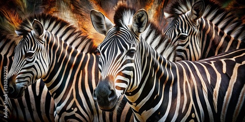 Abstract Dark Safari Animal Skin: Black & White Striped Double Exposure Texture