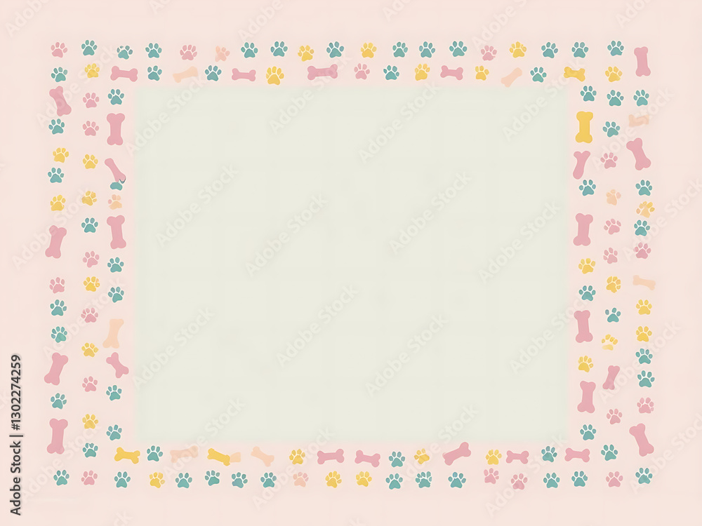 Decorative border for dogs featuring paw prints and bones playful design home decor pet-friendly environment whimsical concept Decorative border for dogs featuring paw prints and bones playful design home decor pet-friendly environment whimsical concept