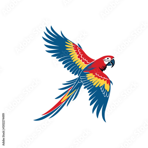 Scarlet Macaw bird silhouette logo vector line art logo design