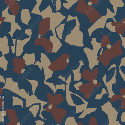 Vector abstract flower botanical illustration seamless repeat pattern