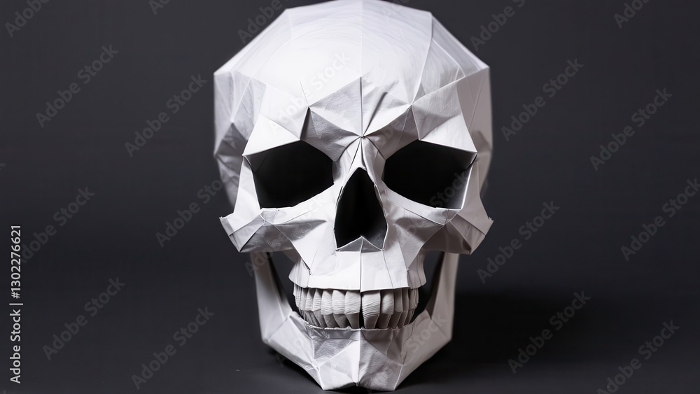 Fototapeta premium a strikingly geometric white skull sculpture that blends art and anatomy