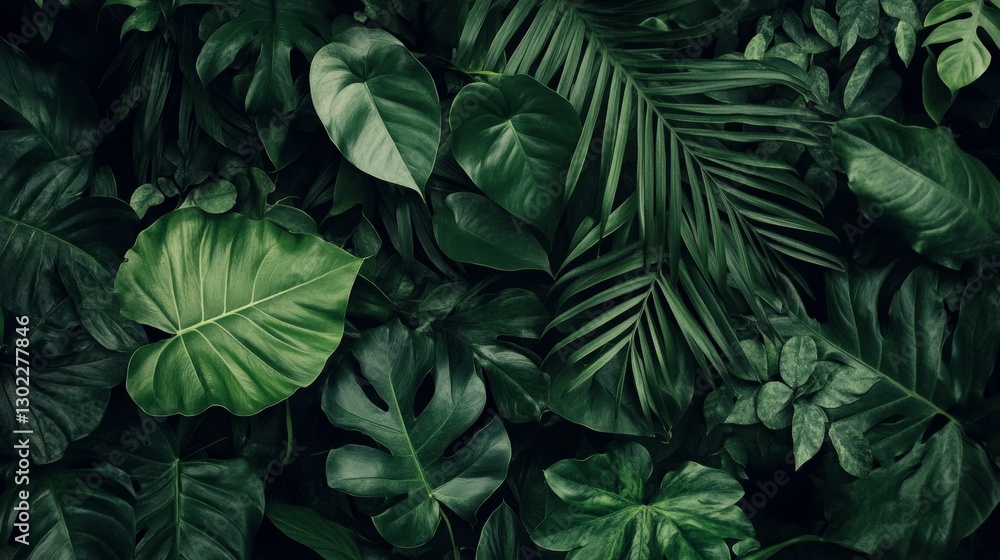 Lush Tropical Foliage: A Dark Green Paradise Lush Tropical Foliage: A Dark Green Paradise