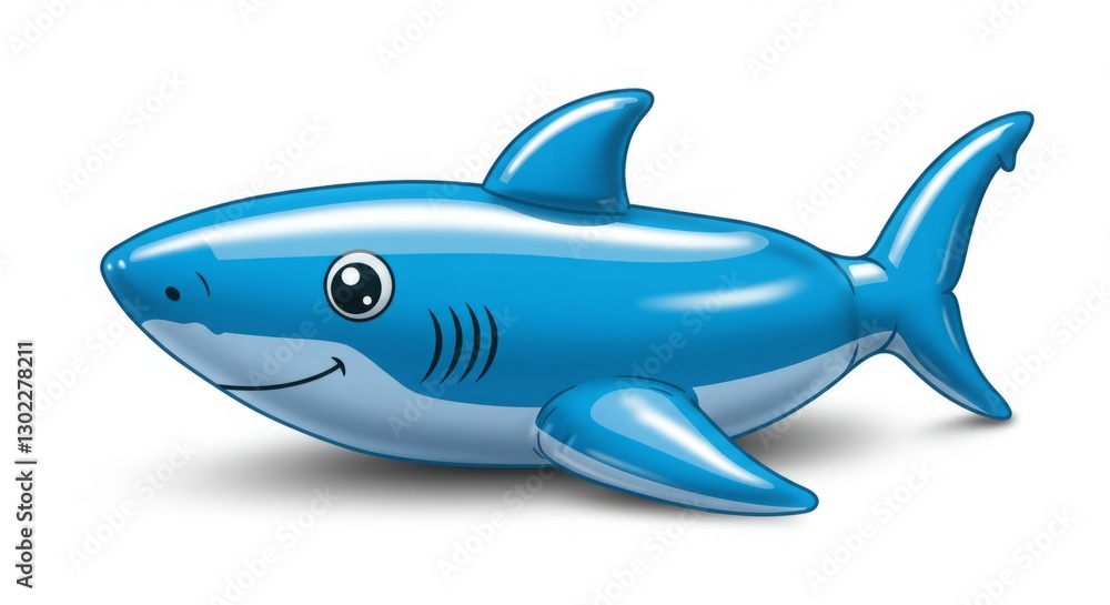 Fototapeta premium Fun blue inflatable shark toy for kids.