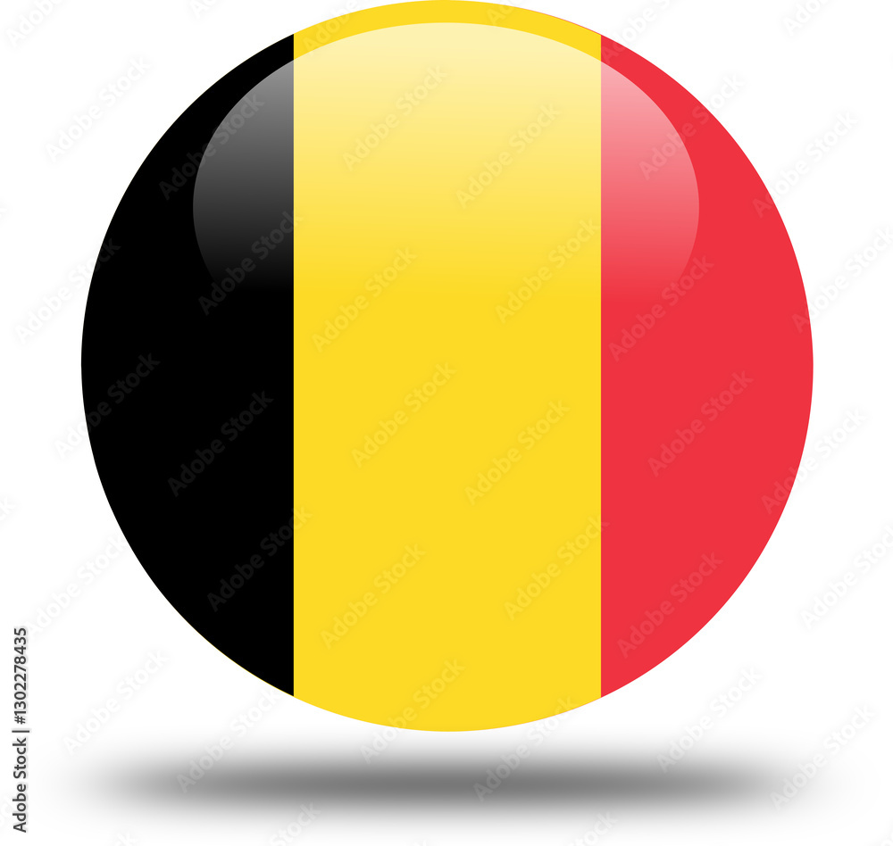 Fototapeta premium belgium flag -- 3D Circular Icon, High-Resolution PNG National Symbol for Web and Print 