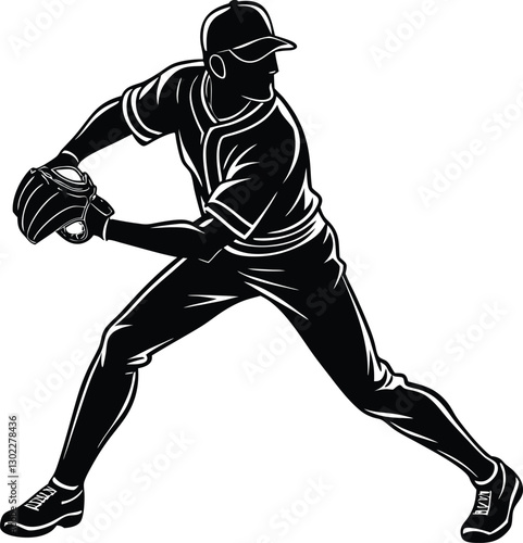 Baseball player silhouette in vector design for sports and athletic achievement themes