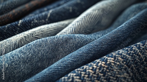 Wallpaper Mural Detailed Close-Up Rendering of Various Denim Fabric Textures Torontodigital.ca