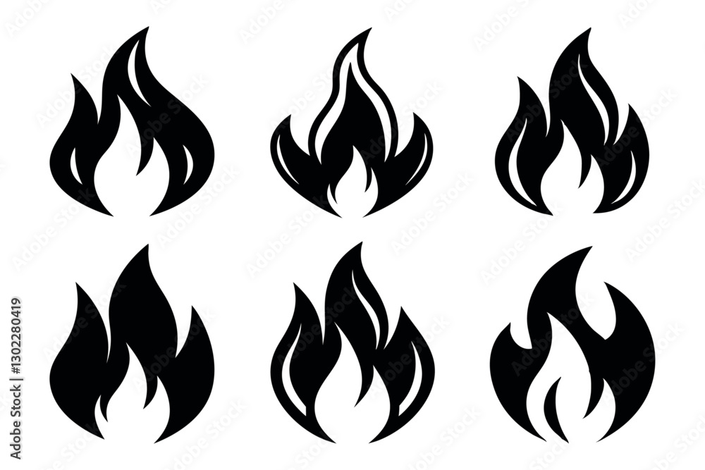 Set of Black Flame Icons – Fire Symbol Vector Illustration Set of Black Flame Icons – Fire Symbol Vector Illustration