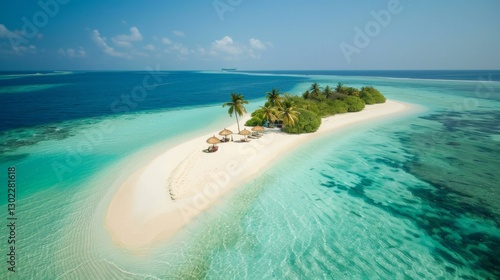 Aerial View of Tropical Beach with Turquoise Water