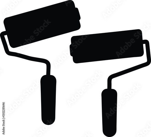 Three paint rollers silhouette in vector design for home improvement and DIY projects