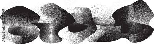 Sprayed black shapes composition .Graffiti art design . Noise textured shapes . Spray effect .Grunge texture .Art design forms.Distressed element .Rough roller paint shapes .Vector
