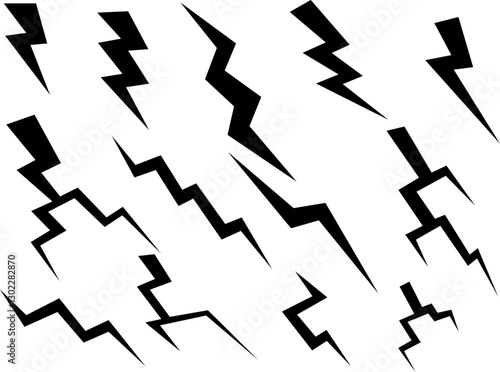 lightning bolt set vector illustration