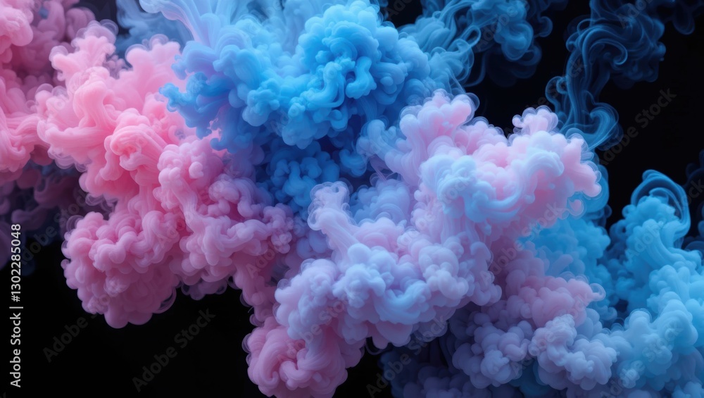 Abstract Colorful Smoke Clouds in Shades of Blue and Pink on a Dark Background Abstract Colorful Smoke Clouds in Shades of Blue and Pink on a Dark Background