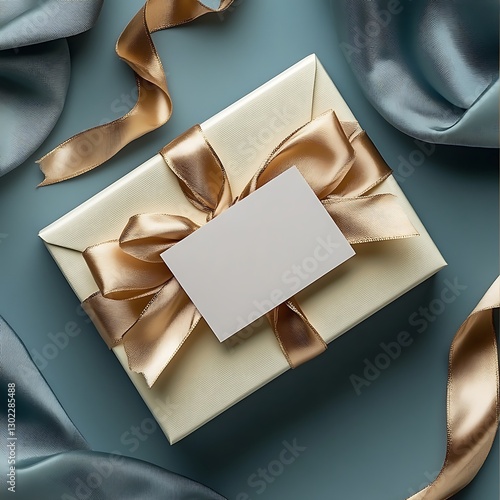 Elegant Gift Box with Gold Ribbon and Blank Card