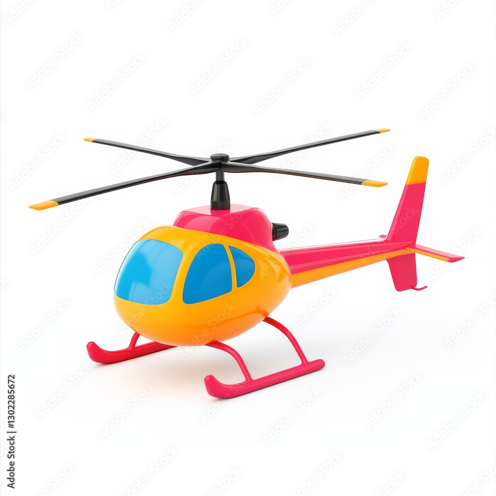Colorful 3D Render of a Bright Toy Helicopter for Children Play Colorful 3D Render of a Bright Toy Helicopter for Children Play