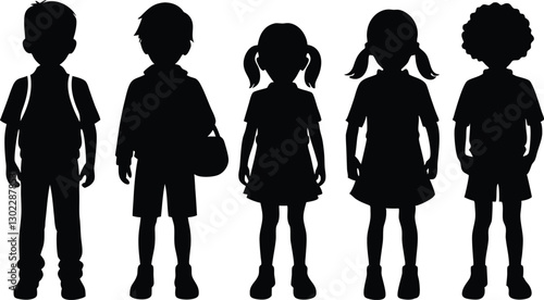 School Children Silhouette Vector Set for Educational