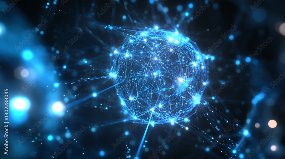 Abstract Blue Network Sphere: Interconnected Nodes, Data Visualization, Futuristic Technology, AI Concept, Digital Art Abstract Blue Network Sphere: Interconnected Nodes, Data Visualization, Futuristic Technology, AI Concept, Digital Art