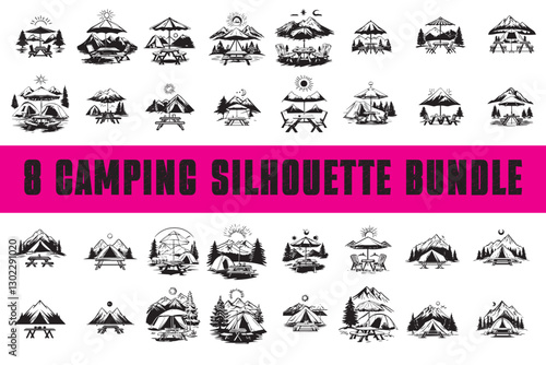 Camping Silhouette Vector Bundle Pack

