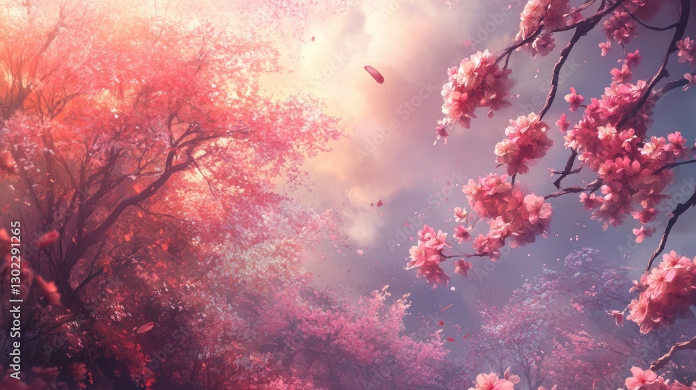 Enchanted Cherry Blossom Forest: A Dreamlike Spring Landscape Enchanted Cherry Blossom Forest: A Dreamlike Spring Landscape