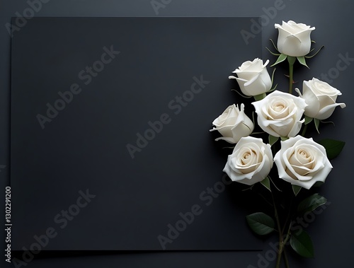 White Roses Flowers on Dark Background – Funeral Condolence and Sympathy Card
