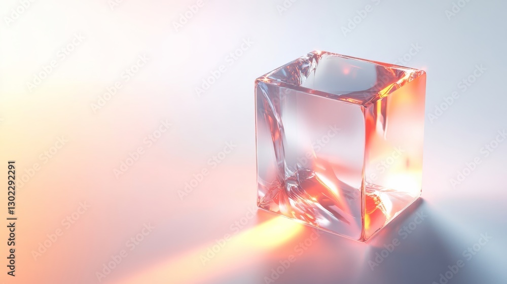 Modern Translucent 3D Cube Icon with Clean Design and Soft Lighting Modern Translucent 3D Cube Icon with Clean Design and Soft Lighting