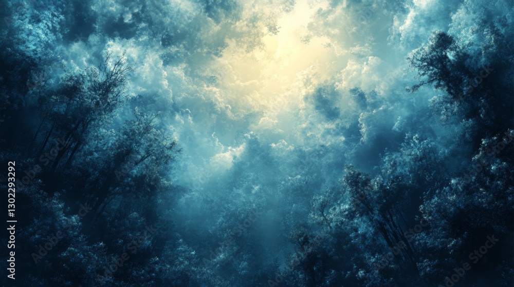 Obraz premium Mystical Forest Under a Dramatic Sky: A Breathtaking Digital Artwork