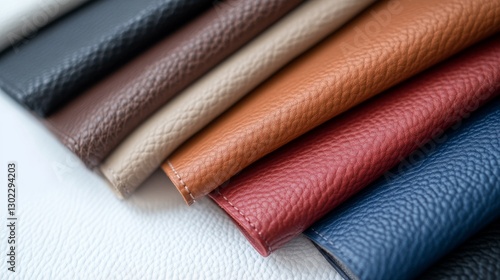 Leather samples, various colors, close-up