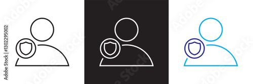 User account protection icon .  login privacy, secure , security icons. locked user icon. design  for apps, web and UI/UX projects. Isolated on white and black background. Vector illustration. EPS 10