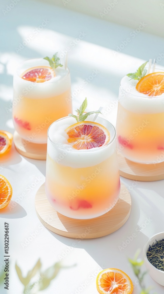 Refreshing Citrus Matcha and Blood Orange Tea Beverages Refreshing Citrus Matcha and Blood Orange Tea Beverages
