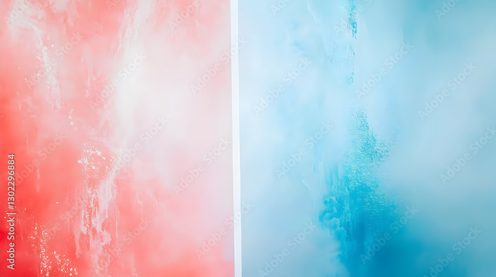 Fototapeta premium Abstract red and blue ink swirling in water, studio shot, background blur, design element