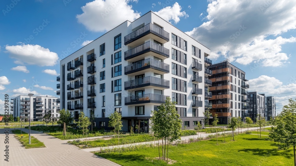 Modern Apartment Complex in a Green Setting Modern Apartment Complex in a Green Setting