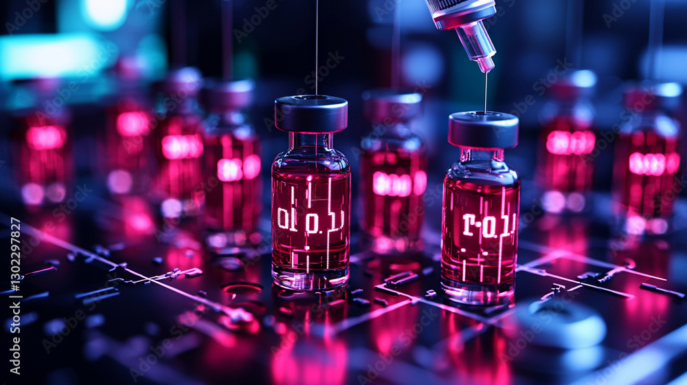 Vaccine production lab; syringes, vials Vaccine production lab; syringes, vials