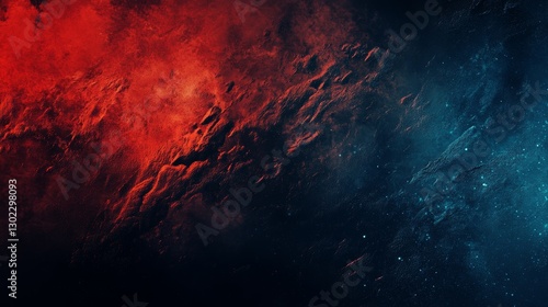 Wallpaper Mural Cosmic Nebula: A fiery red and deep blue celestial landscape Torontodigital.ca
