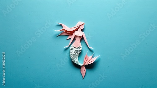  A whimsical representation of a mermaid crafted from paper