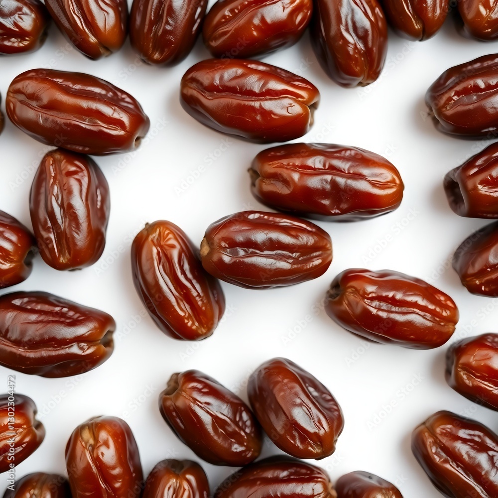 closeup of a bunch of dates on a white background, dates are usually served when breaking the fast during of Ramadan closeup of a bunch of dates on a white background, dates are usually served when breaking the fast during of Ramadan