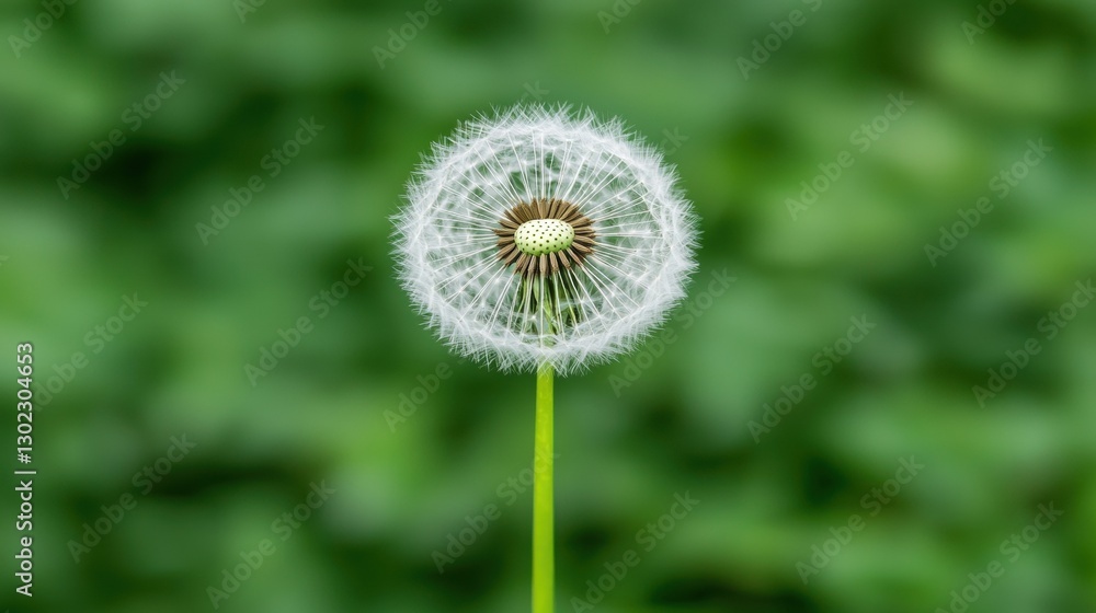 Close up of a dandelion seed head against a green background. Concept of nature, spring, and botany. Close up of a dandelion seed head against a green background. Concept of nature, spring, and botany.