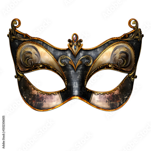 Carnival mask isolated transparent background masquerade festival party Venetian costume elegant.