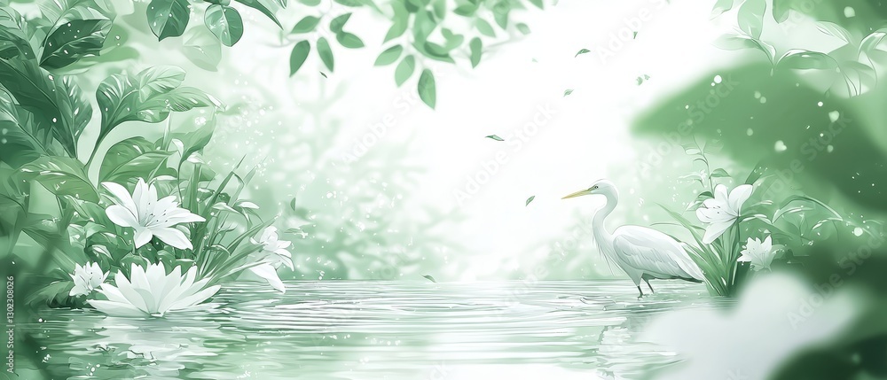 Serene heron by tranquil river nature photography lush greenery peaceful environment close-up view wildlife concept Serene heron by tranquil river nature photography lush greenery peaceful environment close-up view wildlife concept