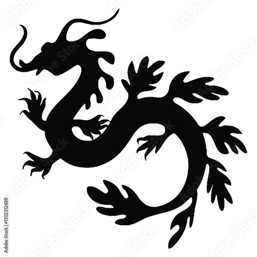 Leafy Sea Dragon Silhouette, Vector, Logo, White Background.