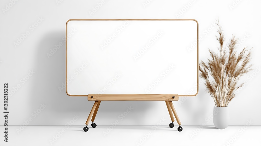 Modern Mobile Whiteboard in a Minimalist Room Setting AI Generated Modern Mobile Whiteboard in a Minimalist Room Setting AI Generated