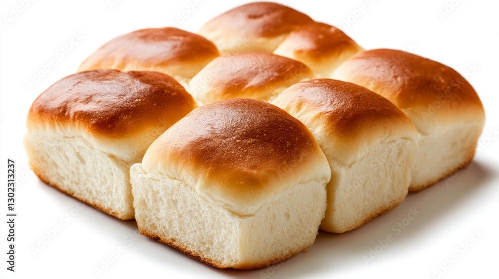Fresh baked dinner rolls, arranged in a square Fresh baked dinner rolls, arranged in a square