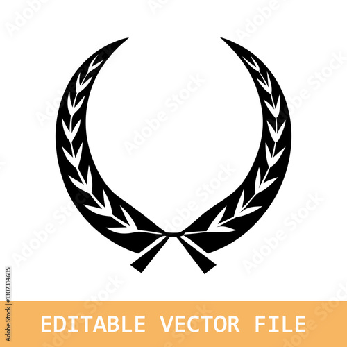 silhouette circular laurel foliate, wheat and oak wreaths depicting an award, achievement, heraldry, nobility