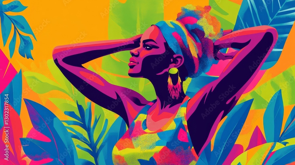 A powerful woman proudly showing her muscles, vibrant and colorful illustration, celebrating International Women's Day, bold and dynamic style A powerful woman proudly showing her muscles, vibrant and colorful illustration, celebrating International Women's Day, bold and dynamic style