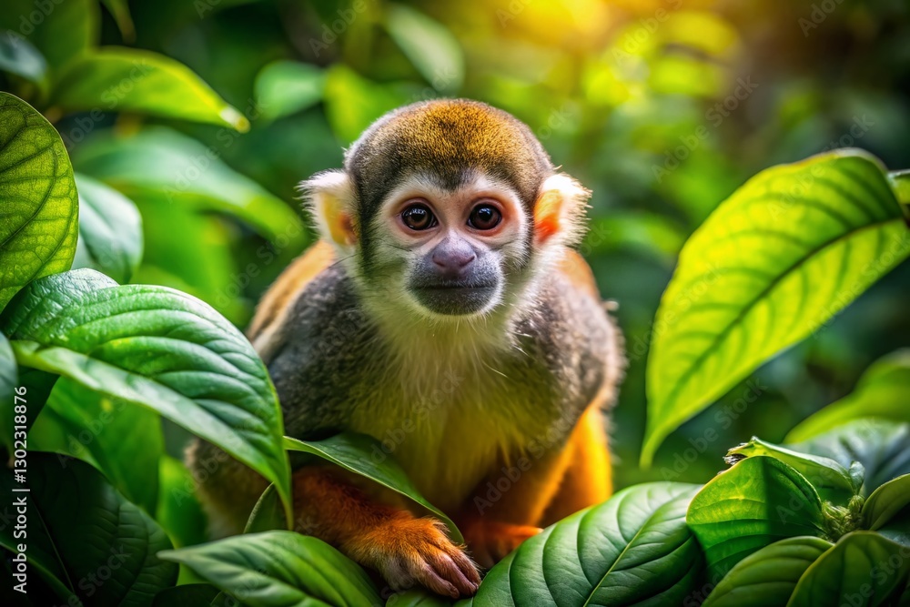 Aerial View of Titi Monkey Habitat in Lush Rainforest Canopy Aerial View of Titi Monkey Habitat in Lush Rainforest Canopy