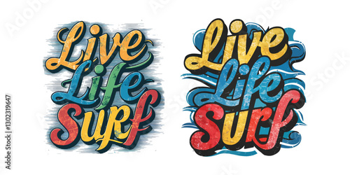 Live Life Surf – Colorful Wave-Inspired Vintage Tee  