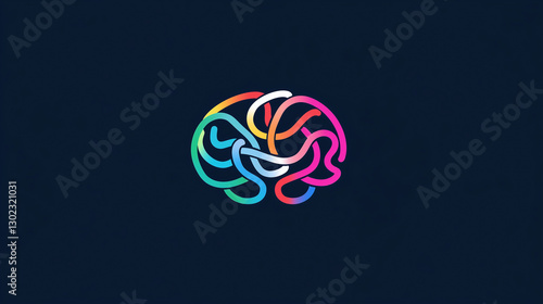 Abstract brain pattern with colorful lines intertwined